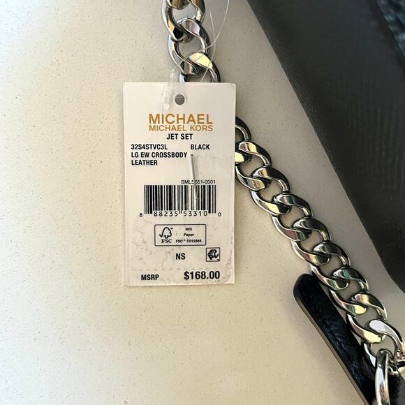 MICHAEL KORS NWT, Leather Black Jet Set Crossbody & Dust Bag - Picture 3 of 10